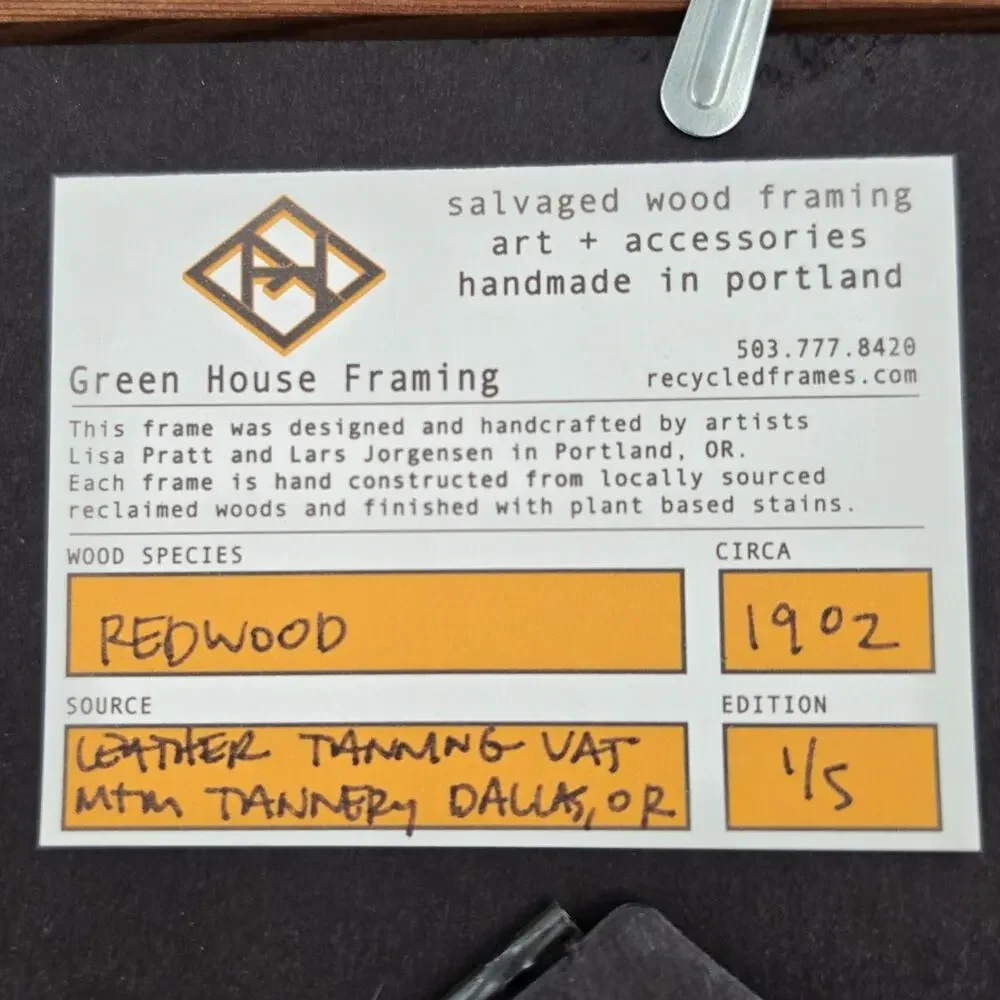 Green House Framing Reclaimed Redwood Picture Frame 5x7 Art 1902 Muir Tannery